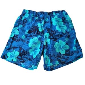 COLUMBIA | Blue Floral Swim Shorts, Sz. L